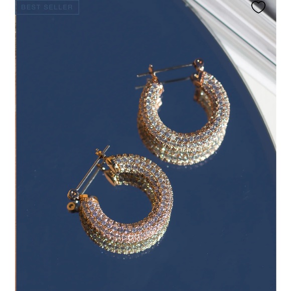 Luv Aj Jewelry - Luv AJ PAVE BABY AMALFI HOOPS- ROSE GOLD